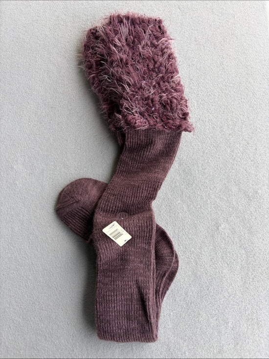 Simply Noelle Accessories - Simply Noelle Fuzzy Cuff Knee High Socks in Mauve Plum